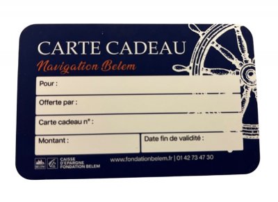 Carte Cadeau pour une navigation à bord du Belem