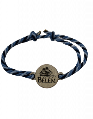 Bracelet Bleu avec Médaille en Vieil Argent